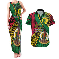 Halo Vanuatu Couples Matching Tank Maxi Dress and Hawaiian Shirt Happy 45th Independence Anniversary