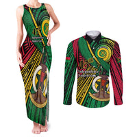 Halo Vanuatu Couples Matching Tank Maxi Dress and Long Sleeve Button Shirt Happy 45th Independence Anniversary