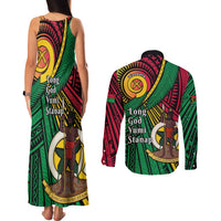 Halo Vanuatu Couples Matching Tank Maxi Dress and Long Sleeve Button Shirt Happy 45th Independence Anniversary
