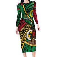Halo Vanuatu Family Matching Long Sleeve Bodycon Dress and Hawaiian Shirt Happy 45th Independence Anniversary