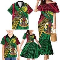Halo Vanuatu Family Matching Mermaid Dress and Hawaiian Shirt Happy 46th Independence Anniversary LT14 - Polynesian Pride