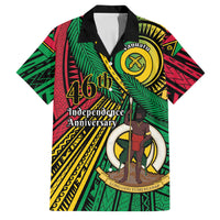 Halo Vanuatu Family Matching Off The Shoulder Long Sleeve Dress and Hawaiian Shirt Happy 46th Independence Anniversary LT14 Dad's Shirt - Short Sleeve Black - Polynesian Pride