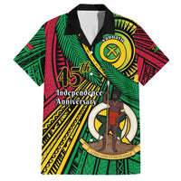 Halo Vanuatu Family Matching Short Sleeve Bodycon Dress and Hawaiian Shirt Happy 46th Independence Anniversary LT14 Dad's Shirt - Short Sleeve Black - Polynesian Pride
