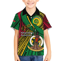 Halo Vanuatu Family Matching Short Sleeve Bodycon Dress and Hawaiian Shirt Happy 46th Independence Anniversary LT14 Son's Shirt Black - Polynesian Pride