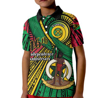 Halo Vanuatu Kid Polo Shirt Happy 46th Independence Anniversary LT14 Kid Black - Polynesian Pride
