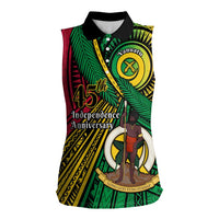Halo Vanuatu Women Sleeveless Polo Shirt Happy 46th Independence Anniversary LT14 Female Black - Polynesian Pride