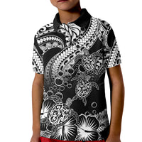 Personalised Polynesian Kid Polo Shirt Tribal Honu Turtle with Hibiscus White Version LT14 Kid White - Polynesian Pride