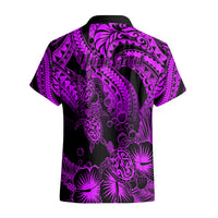 Personalised Polynesian Hawaiian Shirt Tribal Honu Turtle with Hibiscus Purple Version LT14 - Polynesian Pride