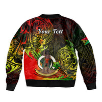 Personalised Vanuatu Sleeve Zip Bomber Jacket Reggae Polynesia Long God Yumi Stanap LT14 - Polynesian Pride