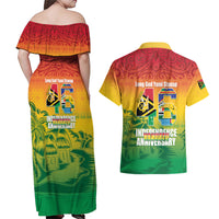 Vanuatu Indipendens Dei Couples Matching Off Shoulder Maxi Dress and Hawaiian Shirt Yumi 46th Independence Anniversary