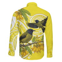 Bellbird New Zealand Family Matching Mermaid Dress and Hawaiian Shirt Korimako Kowhai Maori Pattern