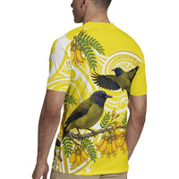 Bellbird New Zealand Rugby Jersey Korimako Kowhai Maori Pattern