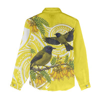 Bellbird New Zealand Women Casual Shirt Korimako Kowhai Maori Pattern