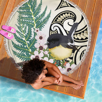 Endemic Tomtit New Zealand Beach Blanket Miromiro Manuka Silver Fern Maori Pattern LT14 - Polynesian Pride
