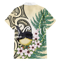 Endemic Tomtit New Zealand Family Matching Summer Maxi Dress and Hawaiian Shirt Miromiro Manuka Silver Fern Maori Pattern