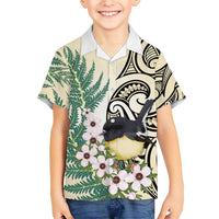 Endemic Tomtit New Zealand Family Matching Tank Maxi Dress and Hawaiian Shirt Miromiro Manuka Silver Fern Maori Pattern