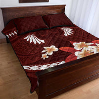 Oxblood Polynesia Quilt Bed Set Tribal Pattern Tropical Frangipani