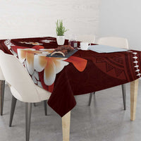 Oxblood Polynesia Tablecloth Tribal Pattern Tropical Frangipani