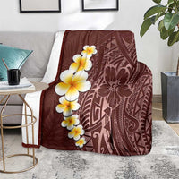 Oxblood Tropical Plumeria With Galaxy Polynesian Art Blanket