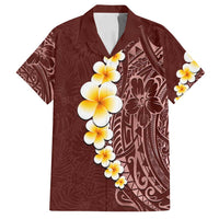 Oxblood Tropical Plumeria With Galaxy Polynesian Art Family Matching Summer Maxi Dress and Hawaiian Shirt LT14 Dad's Shirt - Short Sleeve Oxblood - Polynesian Pride