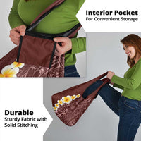 Oxblood Tropical Plumeria With Galaxy Polynesian Art Grocery Bag