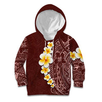 Oxblood Tropical Plumeria With Galaxy Polynesian Art Kid Hoodie