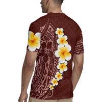Oxblood Tropical Plumeria With Galaxy Polynesian Art Rugby Jersey