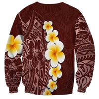 Oxblood Tropical Plumeria With Galaxy Polynesian Art Sweatshirt LT14 - Polynesian Pride