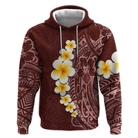 Oxblood Tropical Plumeria With Galaxy Polynesian Art Zip Hoodie LT14 Pullover Hoodie Oxblood - Polynesian Pride