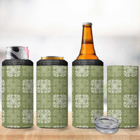Vesuvian Green Palaka Quilt Hawaii 4 in 1 Can Cooler Tumbler Traditional Hawaii-plaid Pattern - Polynesian Pride