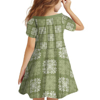 Vesuvian Green Palaka Quilt Hawaii Family Matching Off The Shoulder Long Sleeve Dress and Hawaiian Shirt Traditional Hawaii-plaid Pattern LT14 - Polynesian Pride