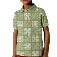 Vesuvian Green Palaka Quilt Hawaii Kid Polo Shirt Traditional Hawaii-plaid Pattern LT14 Kid Vesuvian Green - Polynesian Pride