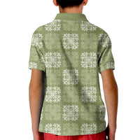 Vesuvian Green Palaka Quilt Hawaii Kid Polo Shirt Traditional Hawaii-plaid Pattern LT14 - Polynesian Pride