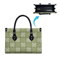 Vesuvian Green Palaka Quilt Hawaii Leather Bag Traditional Hawaii-plaid Pattern - Polynesian Pride