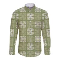 Vesuvian Green Palaka Quilt Hawaii Long Sleeve Button Shirt Traditional Hawaii-plaid Pattern - Polynesian Pride