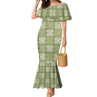 Vesuvian Green Palaka Quilt Hawaii Mermaid Dress Traditional Hawaii-plaid Pattern - Polynesian Pride