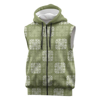 Vesuvian Green Palaka Quilt Hawaii Sleeveless Zip Hoodie Traditional Hawaii-plaid Pattern - Polynesian Pride