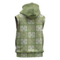 Vesuvian Green Palaka Quilt Hawaii Sleeveless Zip Hoodie Traditional Hawaii-plaid Pattern - Polynesian Pride
