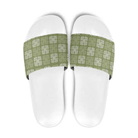 Vesuvian Green Palaka Quilt Hawaii Slide Sandals Traditional Hawaii-plaid Pattern - Polynesian Pride