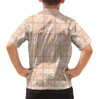 Beige Palaka Quilt Hawaii Kid Hawaiian Shirt Traditional Hawaii-plaid Pattern LT14 - Polynesian Pride
