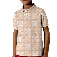 Beige Palaka Quilt Hawaii Kid Polo Shirt Traditional Hawaii-plaid Pattern LT14 Kid Beige - Polynesian Pride