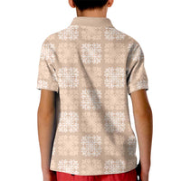 Beige Palaka Quilt Hawaii Kid Polo Shirt Traditional Hawaii-plaid Pattern LT14 - Polynesian Pride