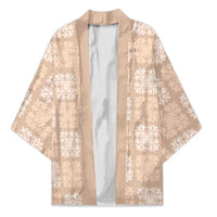 Beige Palaka Quilt Hawaii Kimono Traditional Hawaii-plaid Pattern - Polynesian Pride