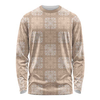 Beige Palaka Quilt Hawaii Long Sleeve Shirt Traditional Hawaii-plaid Pattern - Polynesian Pride