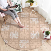 Beige Palaka Quilt Hawaii Round Carpet Traditional Hawaii-plaid Pattern - Polynesian Pride