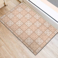 Beige Palaka Quilt Hawaii Rubber Doormat Traditional Hawaii-plaid Pattern - Polynesian Pride