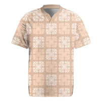Beige Palaka Quilt Hawaii Rugby Jersey Traditional Hawaii-plaid Pattern - Polynesian Pride