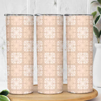 Beige Palaka Quilt Hawaii Skinny Tumbler Traditional Hawaii-plaid Pattern - Polynesian Pride