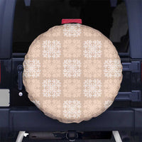 Beige Palaka Quilt Hawaii Spare Tire Cover Traditional Hawaii-plaid Pattern - Polynesian Pride
