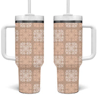 Beige Palaka Quilt Hawaii Tumbler With Handle Traditional Hawaii-plaid Pattern - Polynesian Pride
